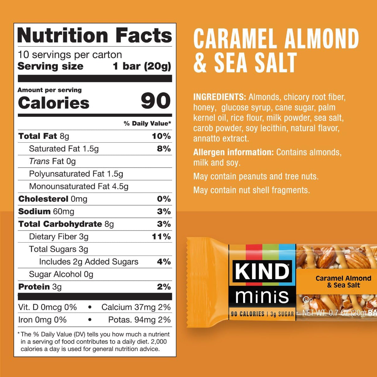 KIND Minis Caramel Almond & Sea Salt bar, sweet-salty bite anytime