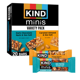 KIND Minis variety pack box, gluten-free and low-sugar snacks for on-the-go