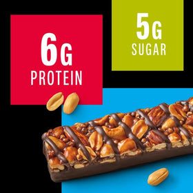 KIND bar texture shows crunchy nuts and silky caramel for a satisfying bite.