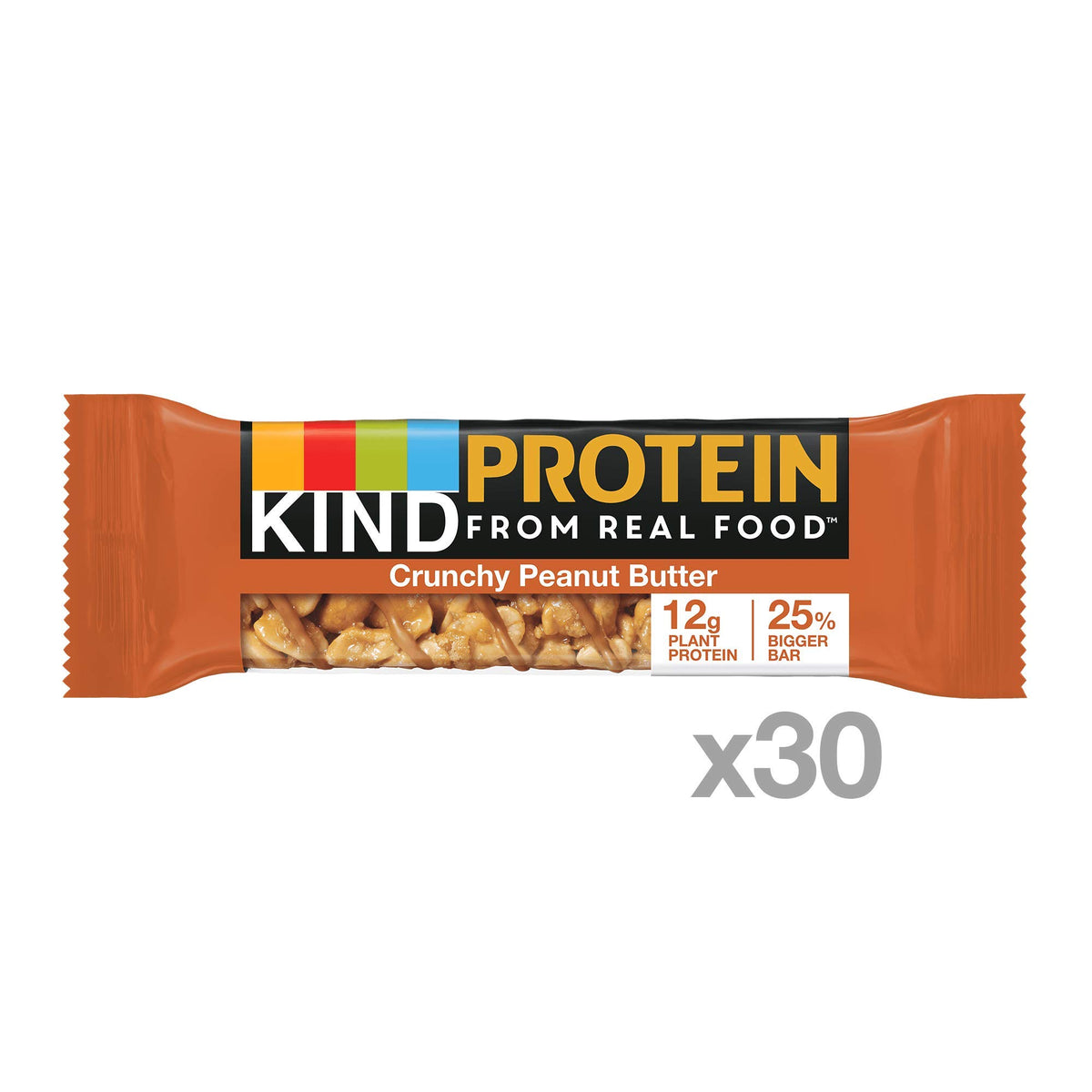 KIND Protein Bars Crunchy Peanut Butter bar close-up reveals crunchy texture