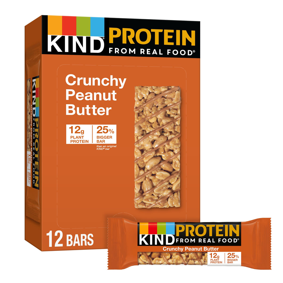 KIND Protein Bars Crunchy Peanut Butter pack display for on-the-go snacking