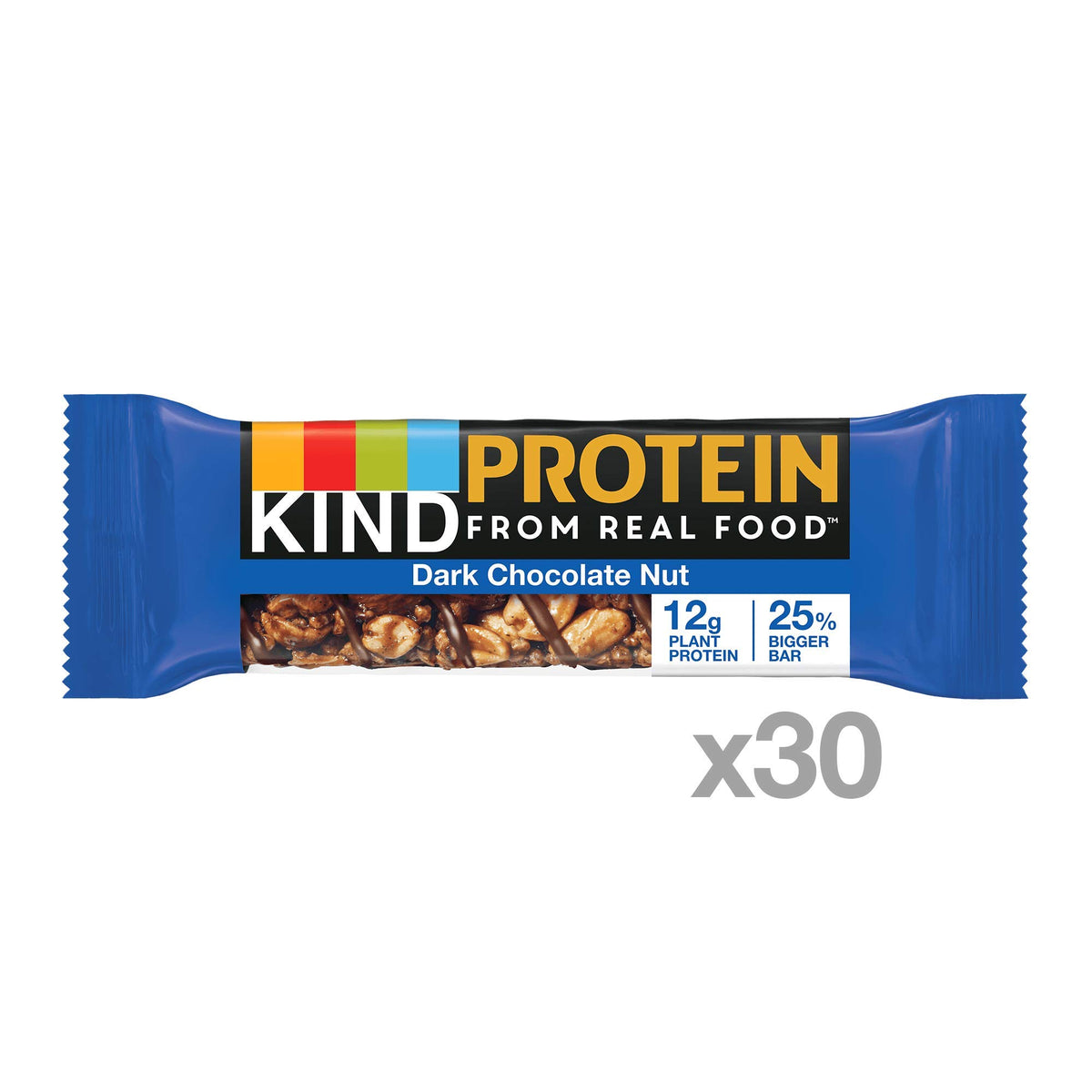 KIND Protein Bars Dark Chocolate Nut close-up showing crunchy nuts.
