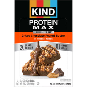 KIND Protein MAX nutrition panel highlights 20g protein and 0g added sugar.
