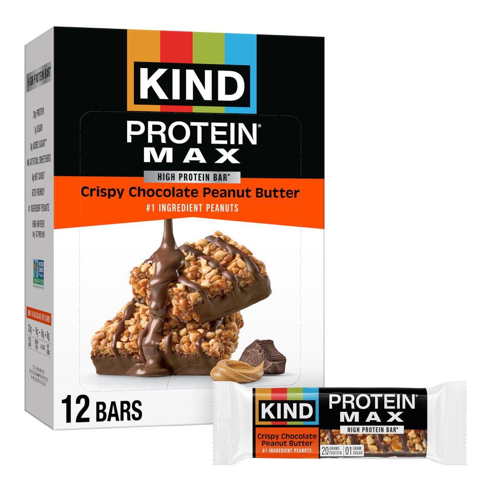 KIND Protein MAX bar packaging highlights a ready-to-go protein snack.