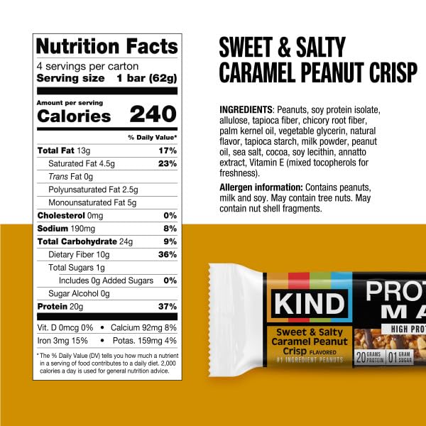 KIND Protein MAX crispy chocolate peanut butter bar high protein snack