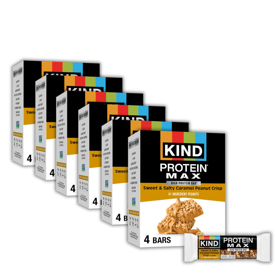 KIND Protein MAX bar packaging shows on-the-go protein for busy mornings.