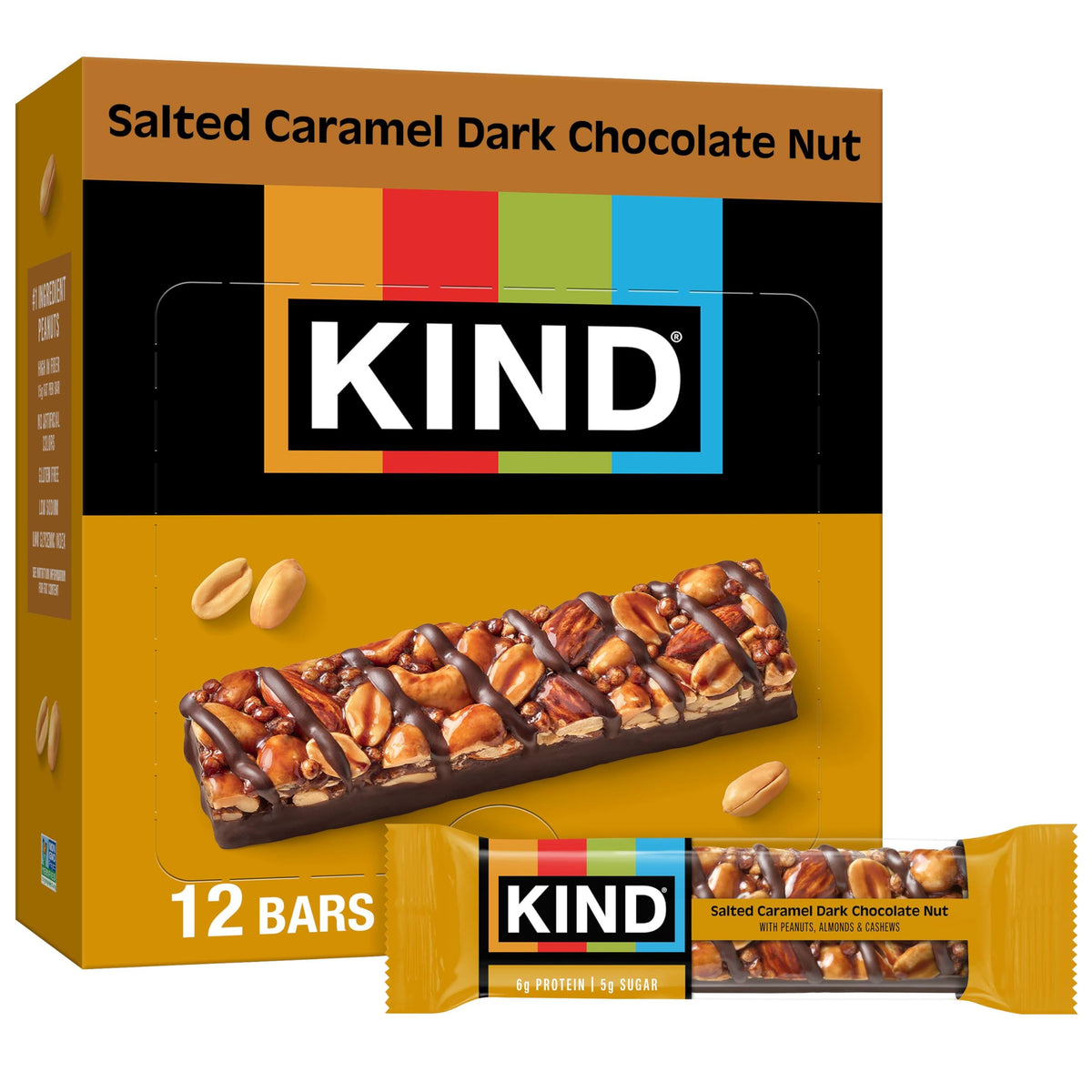 KIND Salted Caramel Dark Chocolate Nut bar pack ready for on-the-go snacking.