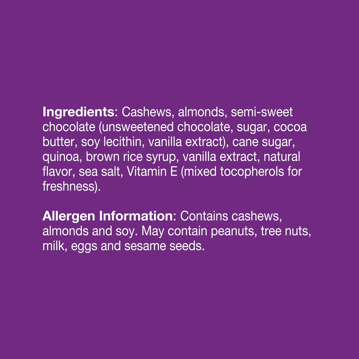 KIND Snack Clusters ingredients panel emphasizes visible, pronounceable components for clean sourcing.