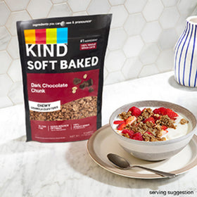 Five 11 oz bags of KIND Soft Baked Granola in a convenient pack.