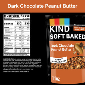 KIND Soft Baked Granola ingredients featuring oats, peanuts, and chocolate