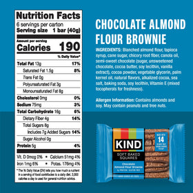 KIND Soft Baked Chocolate Almond Flour Blondie with drizzle, satisfying treat.