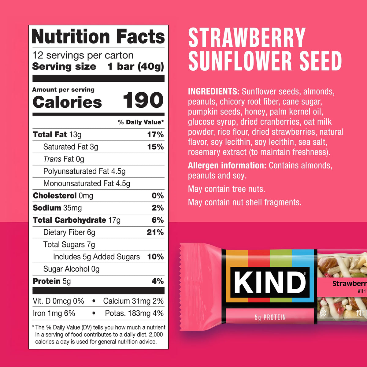 KIND Strawberry Sunflower Seed bar pack ideal for busy commuters.
