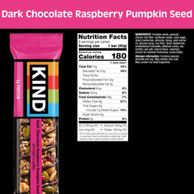 KIND Strawberry Sunflower Seed bar close-up, fruity flavor with crunchy seeds.