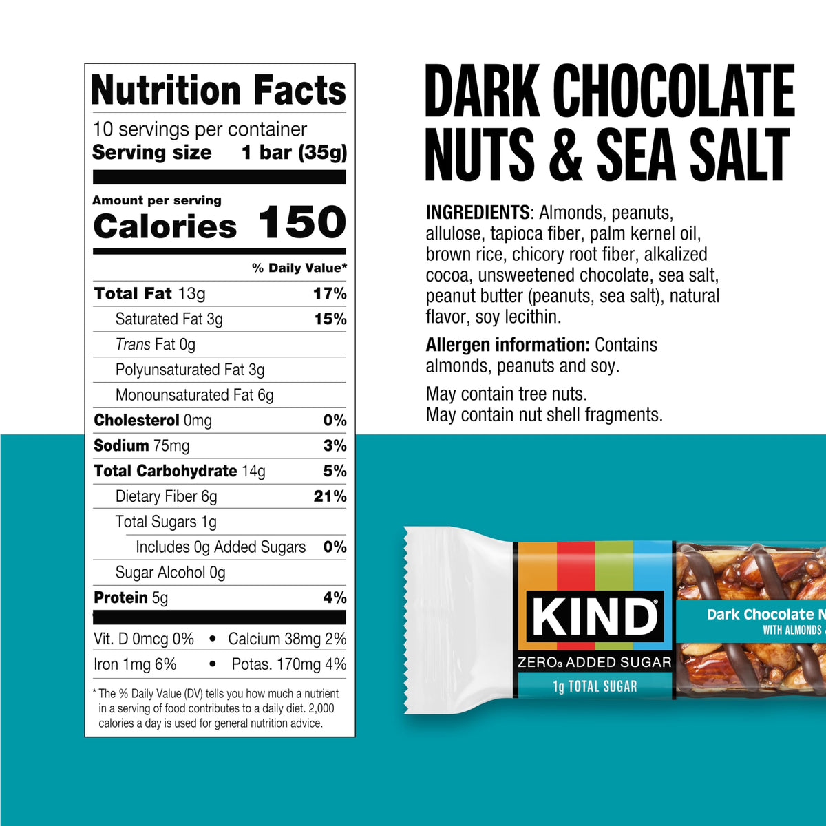 KIND Sweet & Salty Caramel Crisp bar with protein-friendly crunch