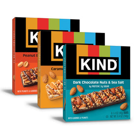 KIND variety pack dark chocolate nuts & sea salt, perfect for on-the-go snacking.