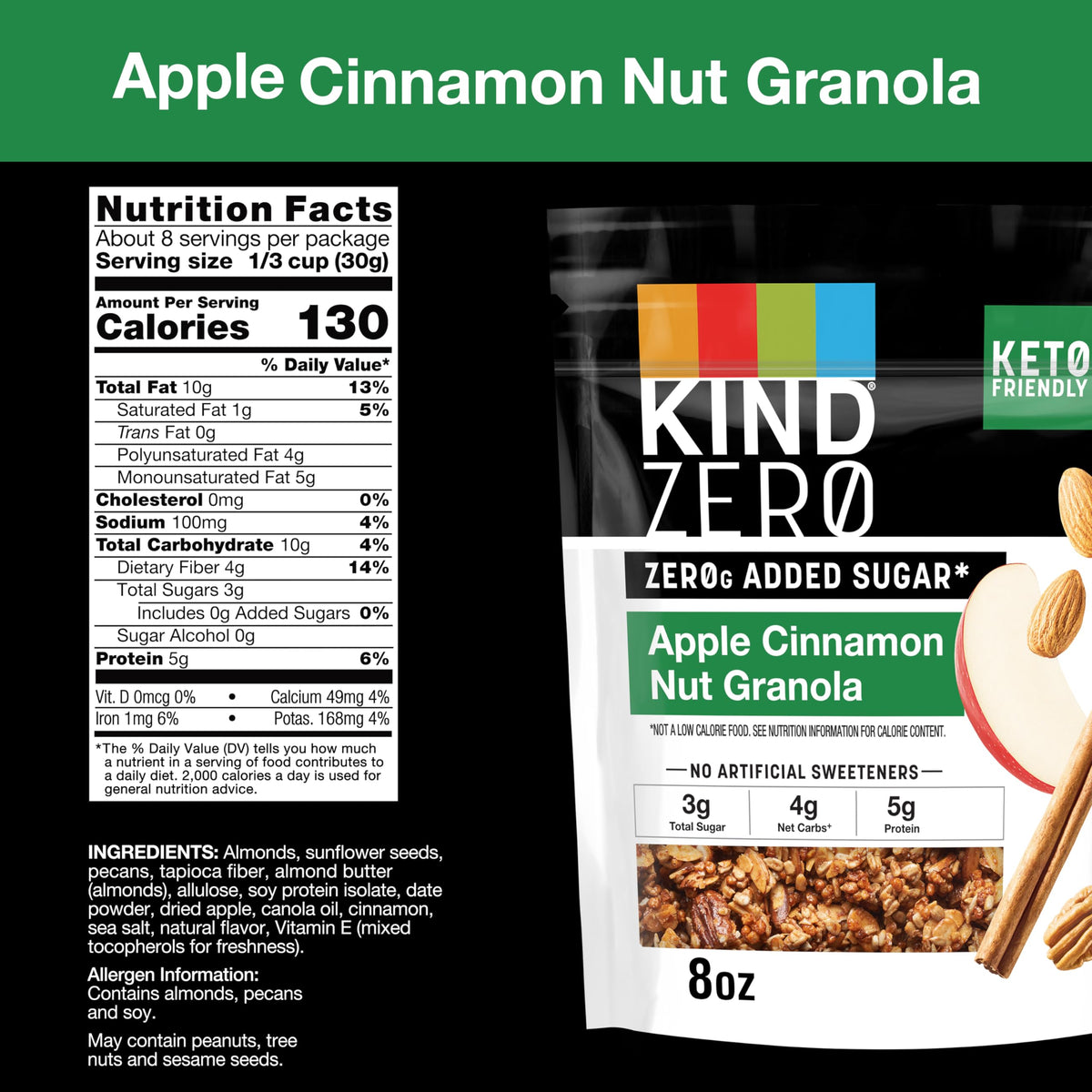KIND Zero Added Sugar granola Apple Cinnamon clusters close-up texture and crunch