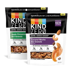 KIND Apple Cinnamon Nut granola in a resealable 8oz bag, ideal for yogurt topping.