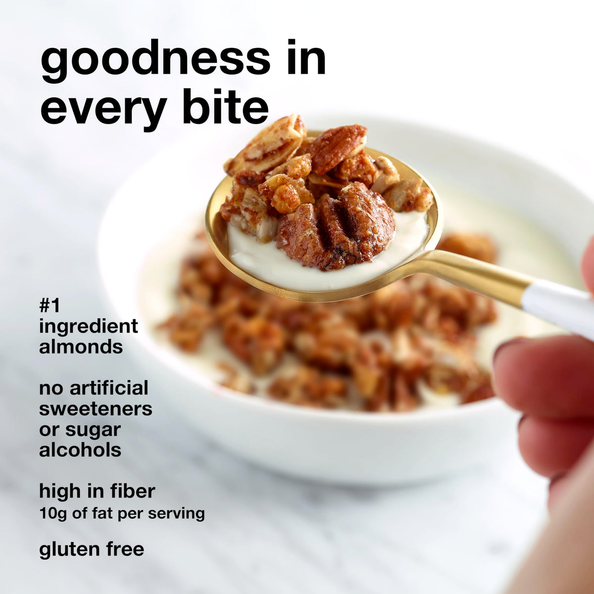 KIND Zero Added Sugar granola served over yogurt for a tasty breakfast