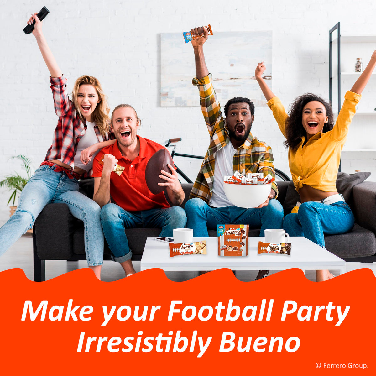 Kinder Bueno bars, individually wrapped, ideal for on-the-go snacks.