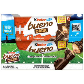 Kinder Bueno dark chocolate bars 2-pack front view for party sharing.