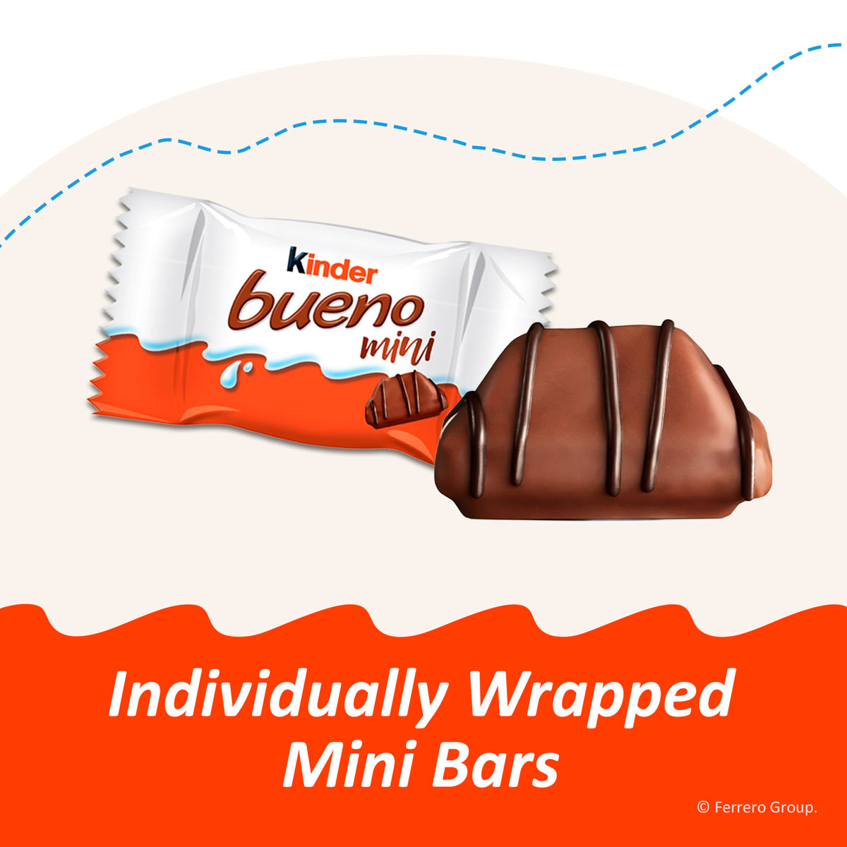 Kinder Bueno Minis beside party decor ready for guests.