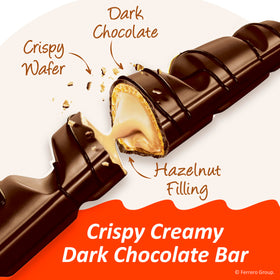 Close-up of crispy wafer detail with hazelnut cream in Kinder Bueno.