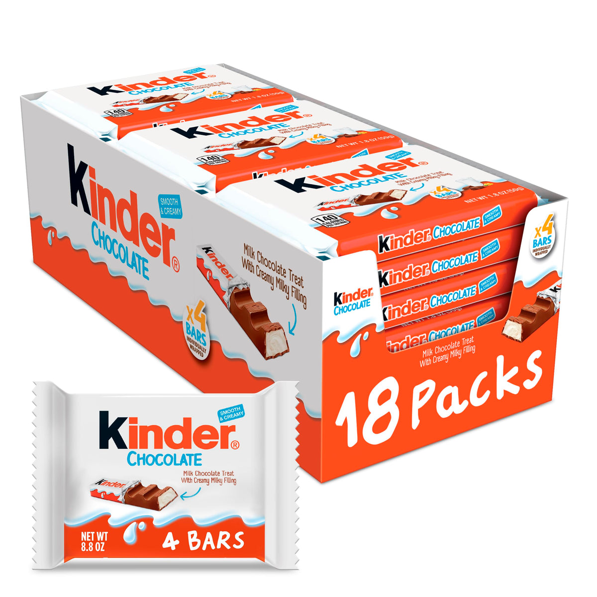 Kinder chocolate 18-pack pack shot, ideal for sharing