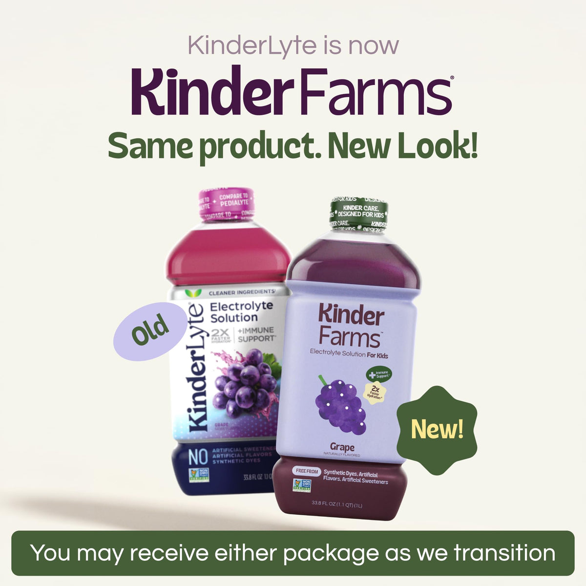 Pouring KinderFarms grape electrolyte solution into a glass