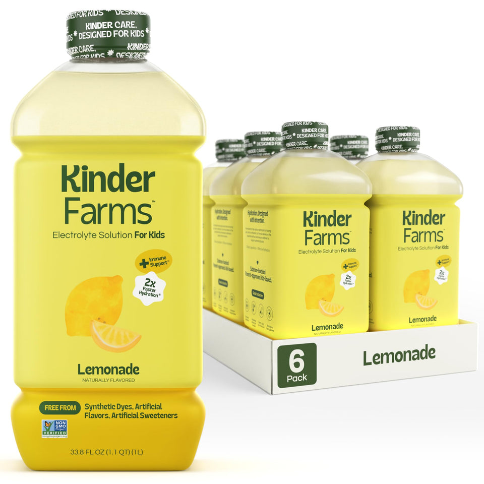 KinderFarms lemonade bottle front view for quick, clean hydration.