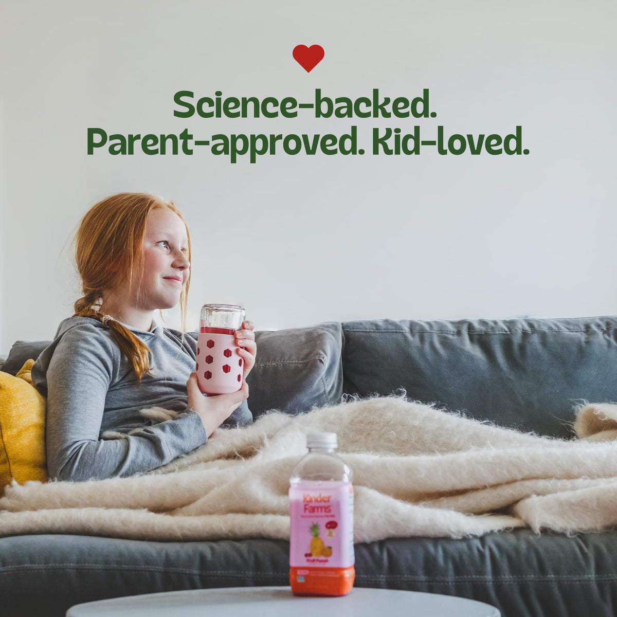 Label notes immune-support zinc for balance in KinderFarms.