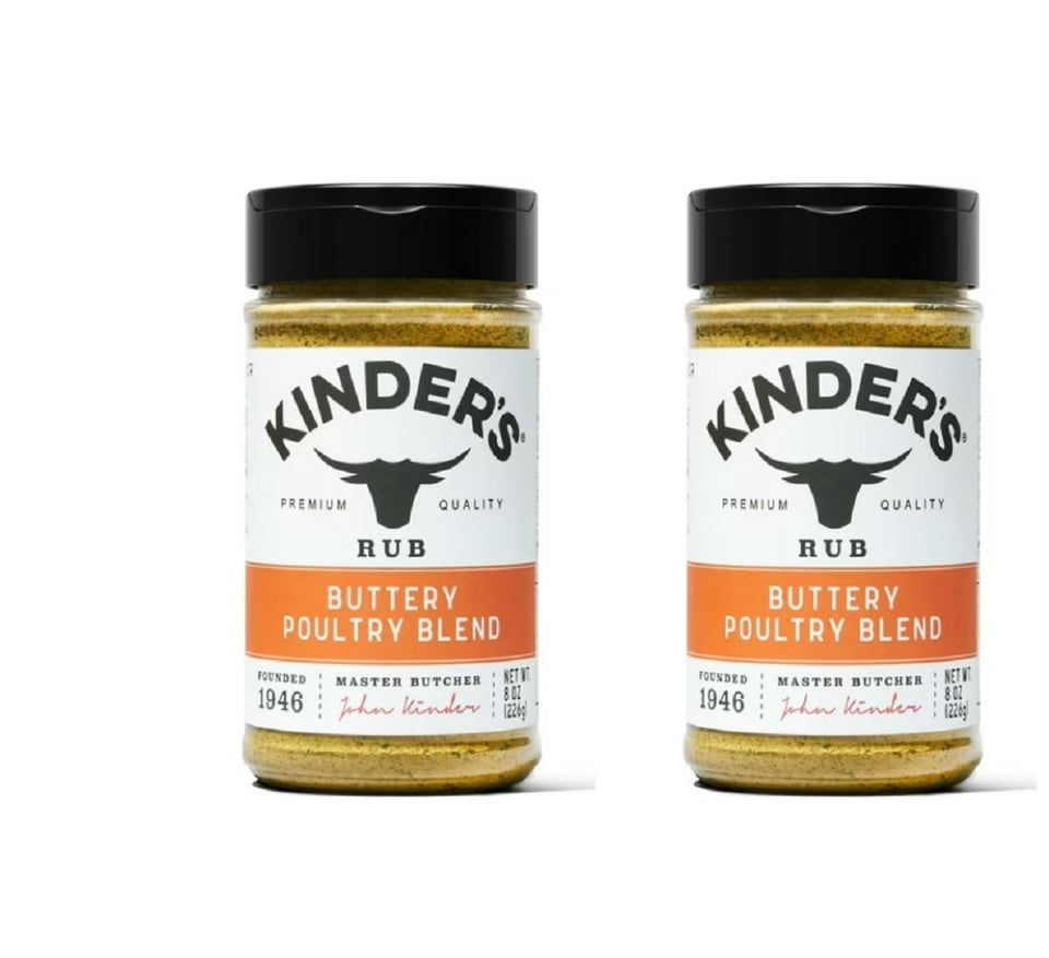 Kinder's Buttery Poultry Blend 8oz bottle for flavorful chicken dishes