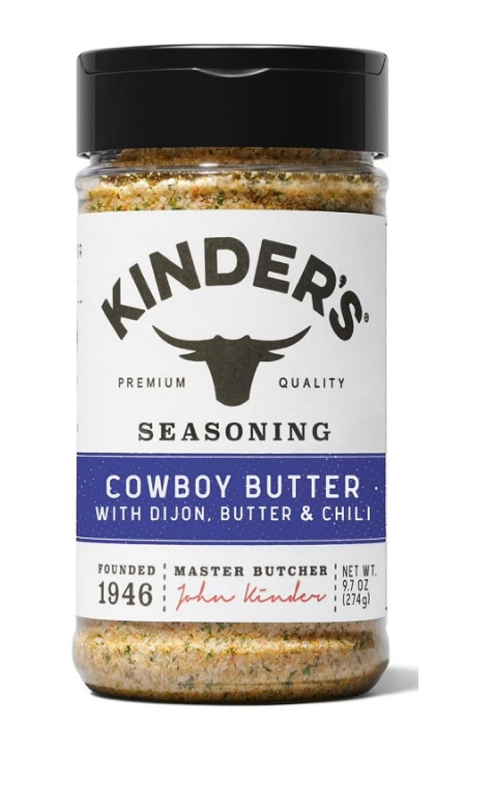 Kinders Cowboy Butter 9.7oz bottle, ideal for grilling and roasting.
