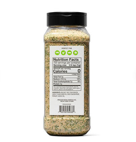 Kinder's Garlic Salt bottle on counter emphasizing versatile seasoning for many dishes.