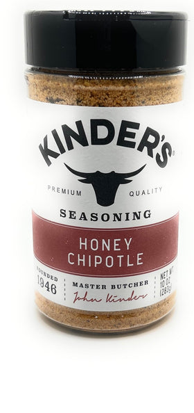 Kinder's Honey Chipotle bottle front highlighting rich flavor for grilling