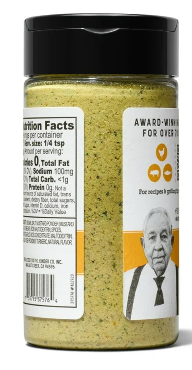 Close up of Kinder's honey mustard seasoning texture shows color and grind