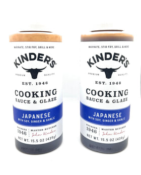 KINDER'S Japanese BBQ glaze bottle front, ideal for grilling and glazing