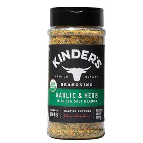 Kinder's seasoning being sprinkled over roasted vegetables to boost aroma
