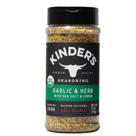 Kinder's seasoning on grilled chicken for savory lemon-garlic taste