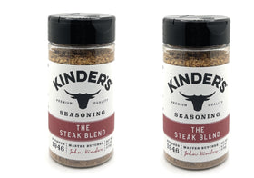 Kinders Steak Blend bottles side by side, ready to season juicy steaks.