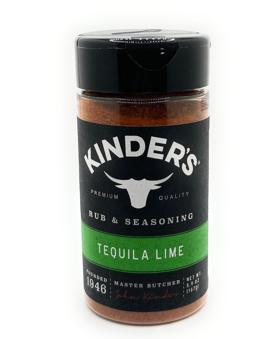 KINDER'S Tequila Lime Rub bottle adds bold flavor to grilled dishes.