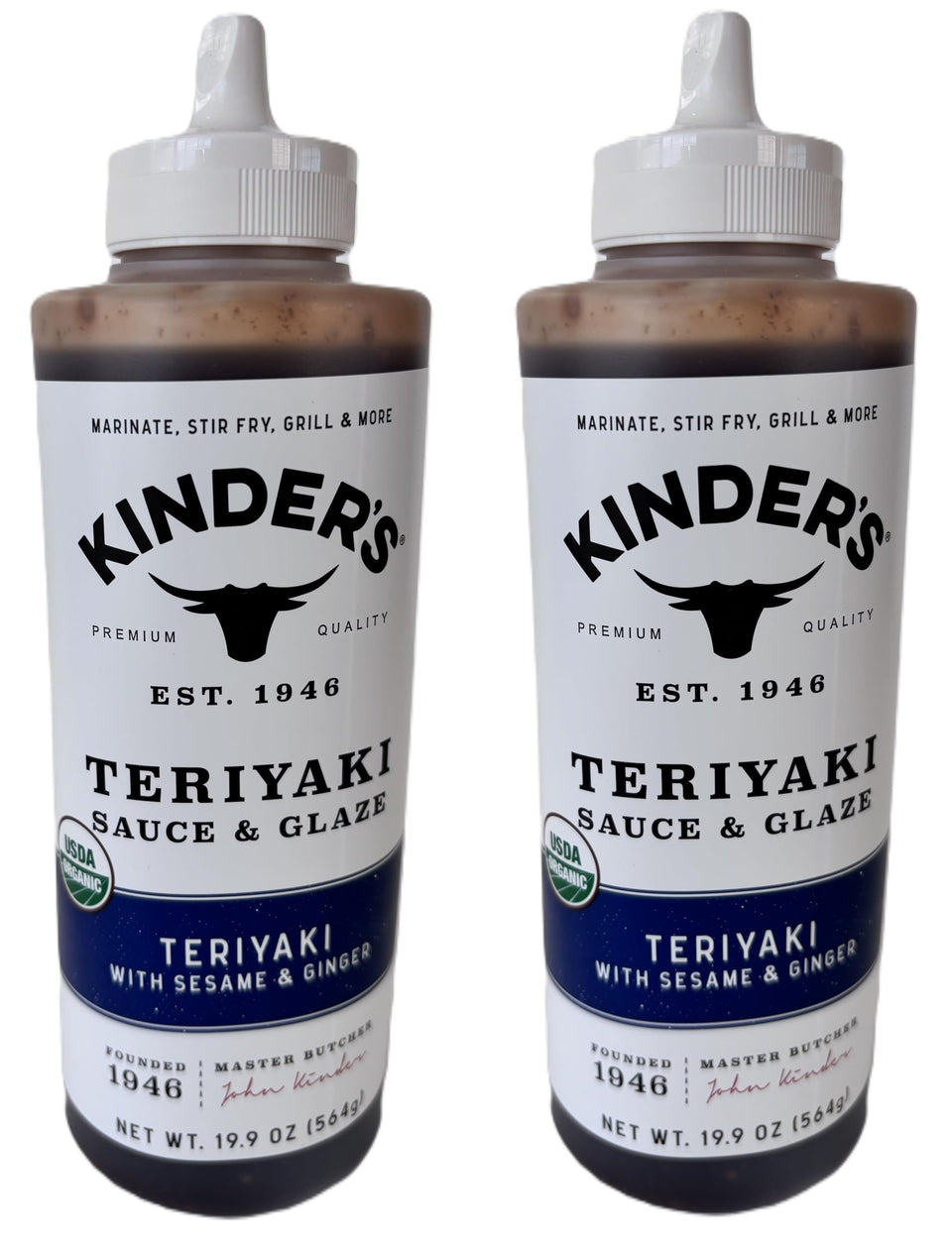 Kinder's Teriyaki bottle front showing sesame ginger flavor for marinating
