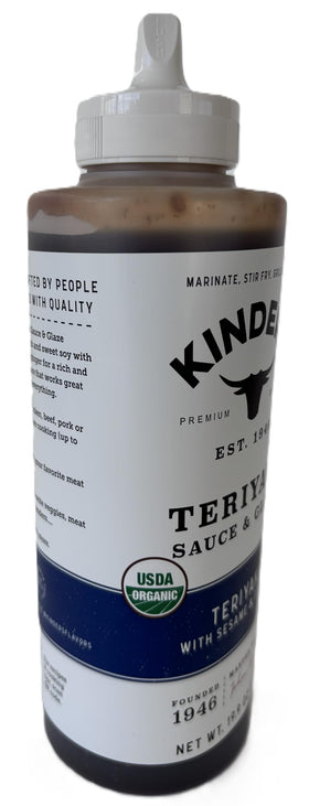 Kinder's Teriyaki bottle pouring glaze ideal for stir-fry flavor boost