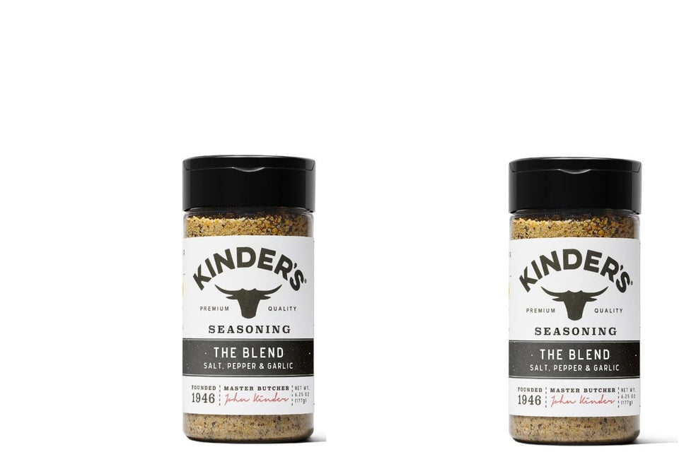 KINDER'S The Blend seasoning two-bottle set enhances grilling and roasting flavor