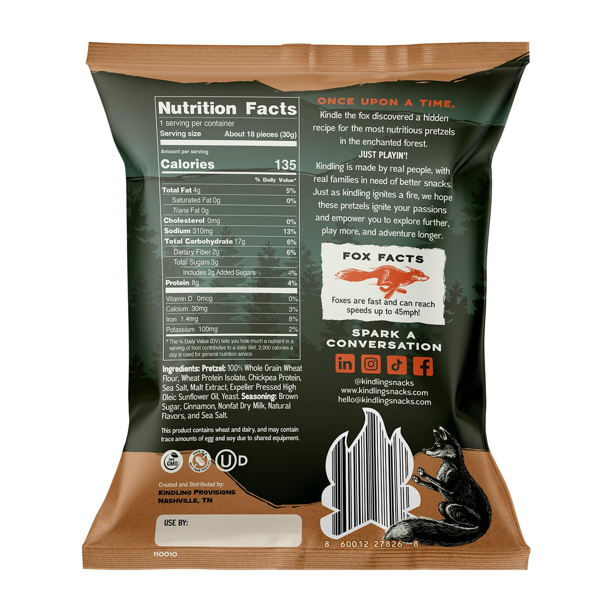 Kindling Protein Pretzels Churro shelf-ready pack invites versatile snacking during activities.