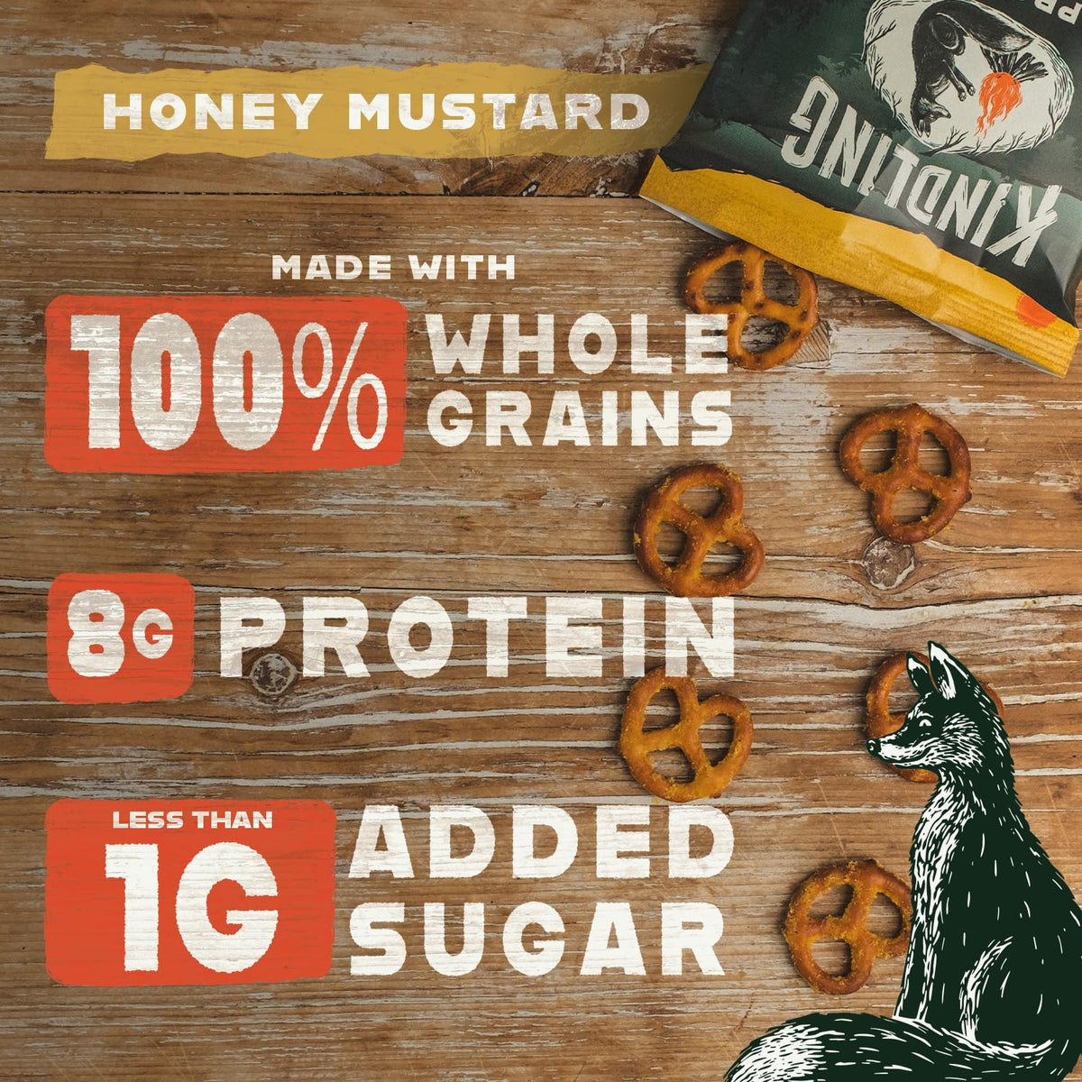 Kindling Protein Pretzels Honey Mustard on-the-go bag for lunch or travel