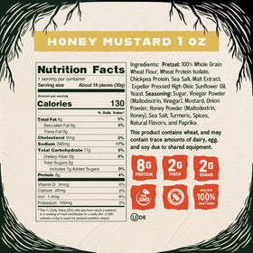 Kindling Protein Pretzels Honey Mustard ingredients with clean label