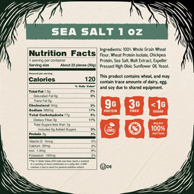 Kindling Protein Pretzels Sea Salt bag close-up: crunchy whole grains deliver satisfying texture