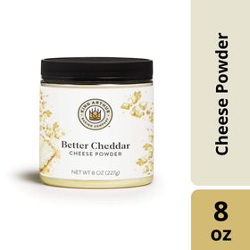 King Arthur Better Cheddar Cheese Powder jar back reveals packaging and ingredients