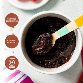 King Arthur gooey chocolate pockets in a microwave brownie for easy indulgence.