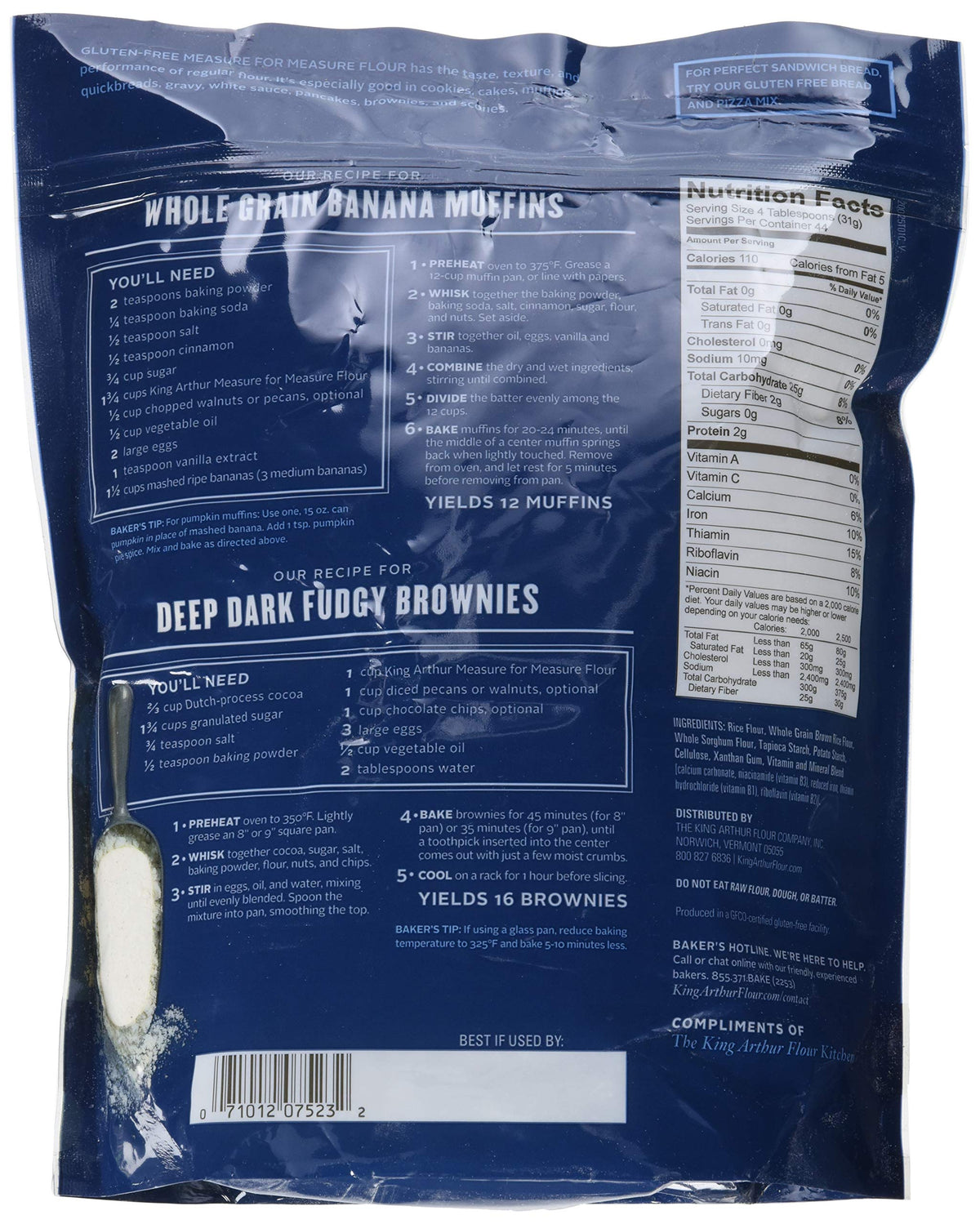 King Arthur Measure for Measure Flour baking setup shows 1:1 gluten-free substitution